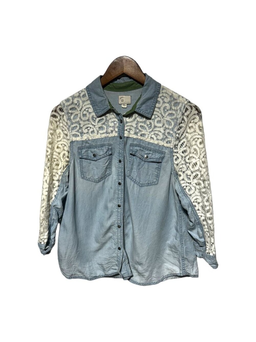 Anthropologie Postage Stamp Chambray Shirt Blue Size 6
